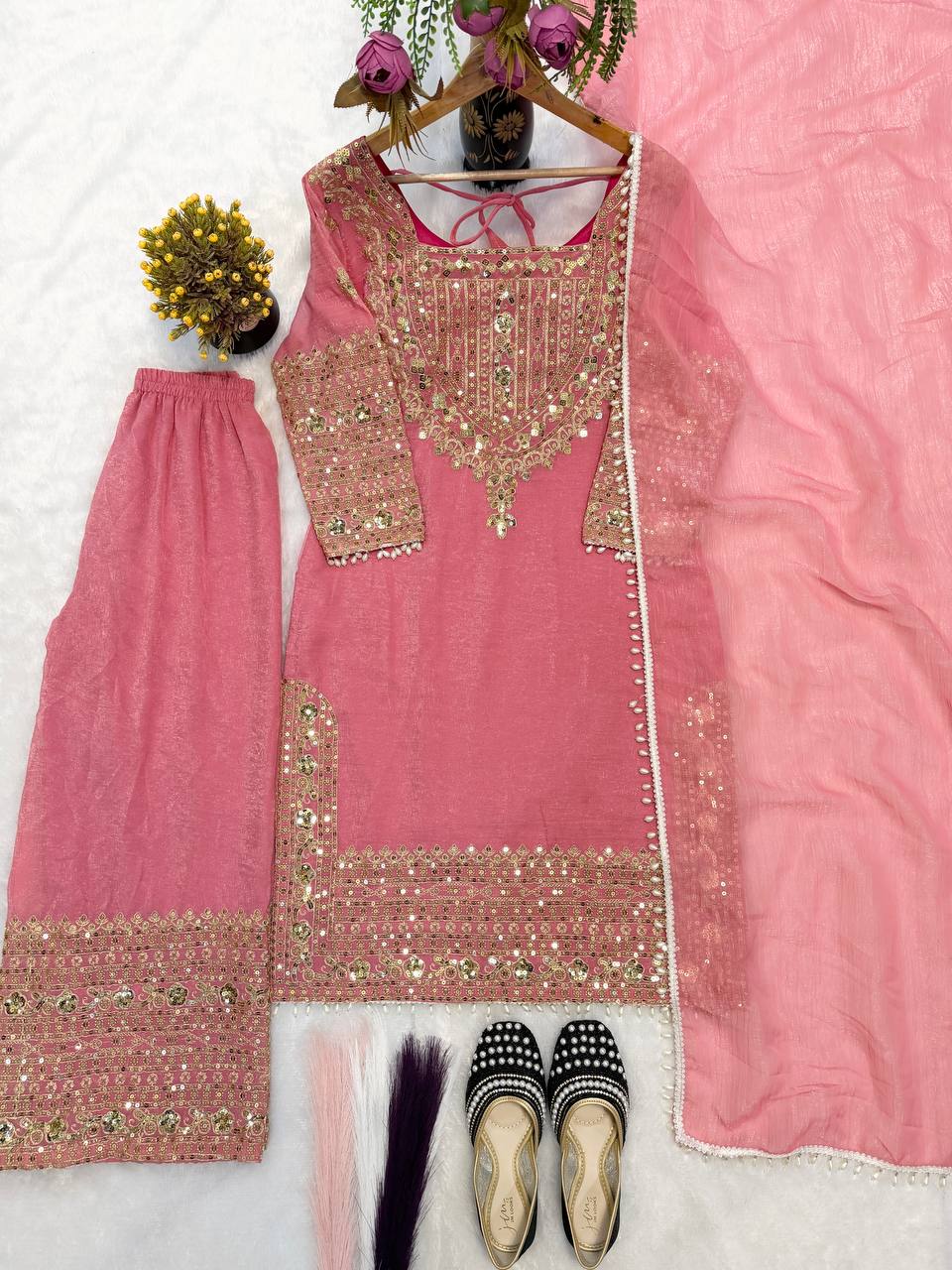 Royal Orchid Embroidered Evening Couture